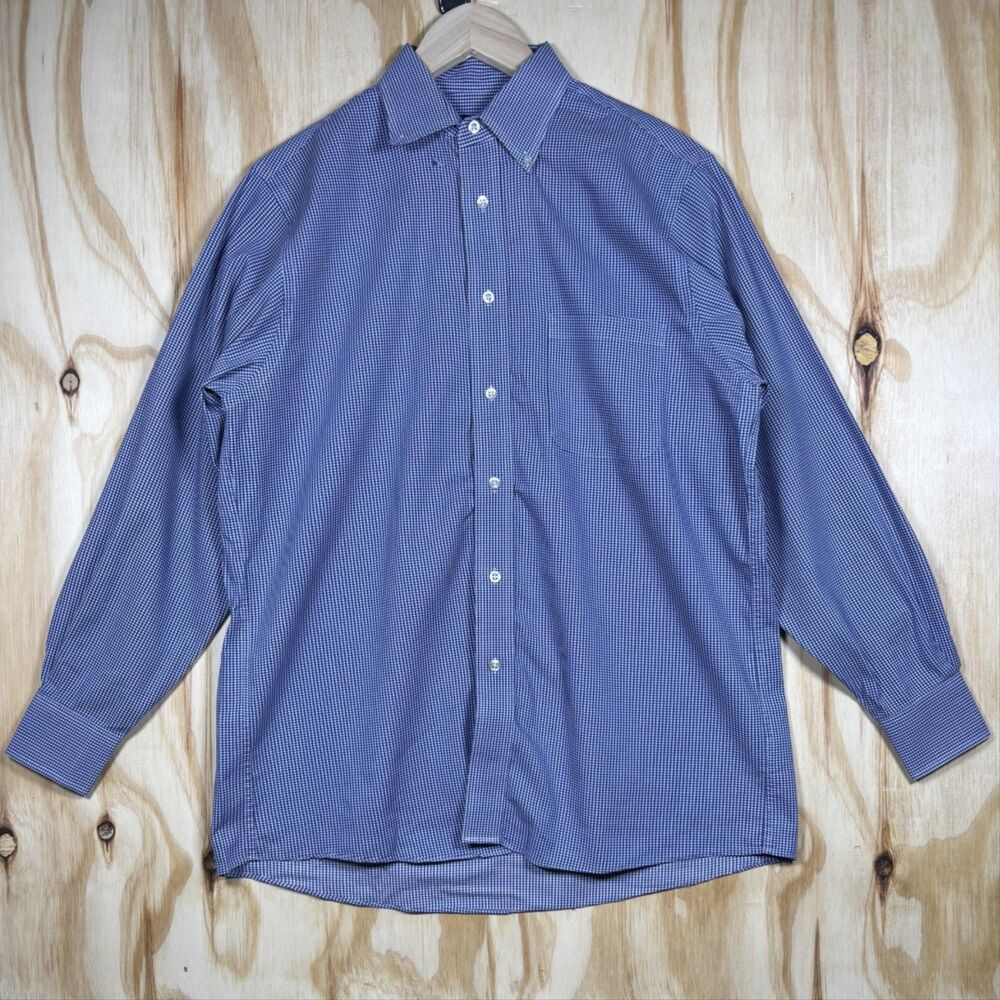 Chaps Dress Shirt Mens 15.5 32/33 Blue Regular Fit Long Sleeve